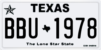 TX license plate BBU1978