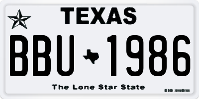 TX license plate BBU1986