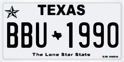 TX license plate BBU1990