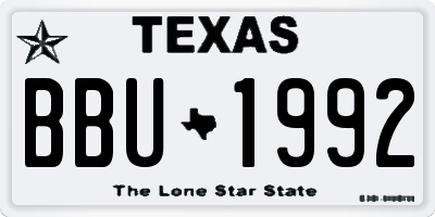 TX license plate BBU1992
