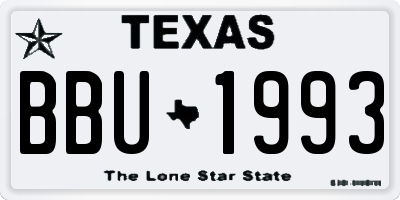 TX license plate BBU1993