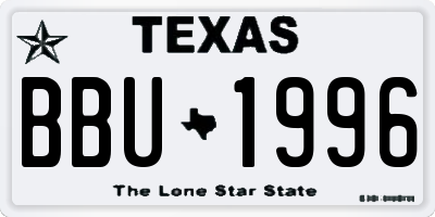 TX license plate BBU1996