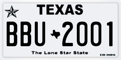TX license plate BBU2001