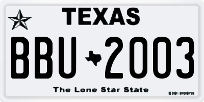 TX license plate BBU2003