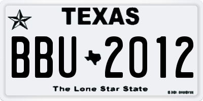 TX license plate BBU2012