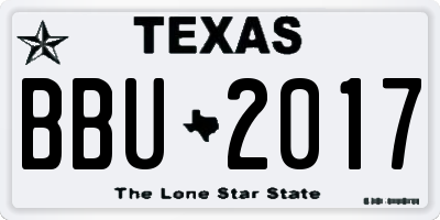 TX license plate BBU2017