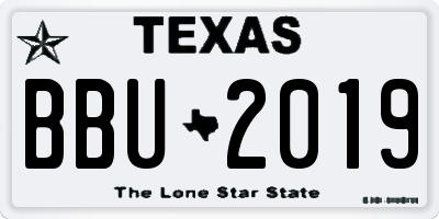 TX license plate BBU2019