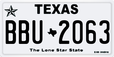 TX license plate BBU2063