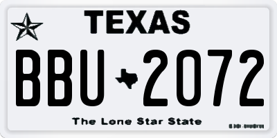 TX license plate BBU2072