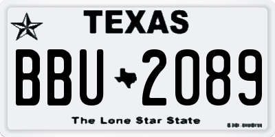 TX license plate BBU2089