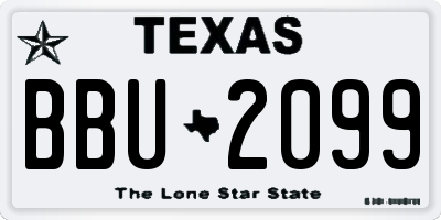 TX license plate BBU2099