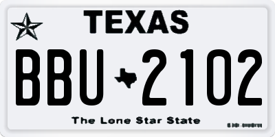 TX license plate BBU2102