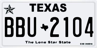TX license plate BBU2104