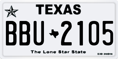 TX license plate BBU2105