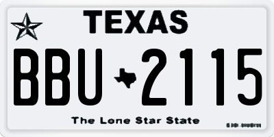 TX license plate BBU2115