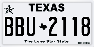 TX license plate BBU2118