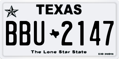 TX license plate BBU2147