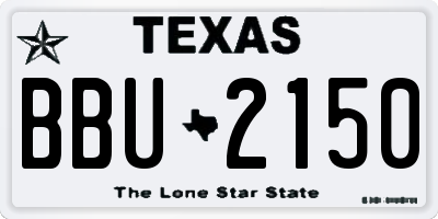 TX license plate BBU2150