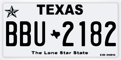 TX license plate BBU2182