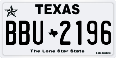 TX license plate BBU2196