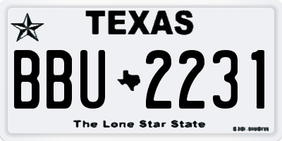TX license plate BBU2231
