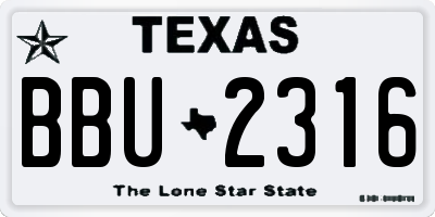 TX license plate BBU2316