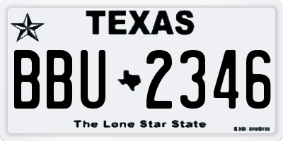 TX license plate BBU2346