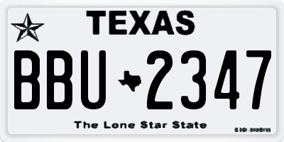 TX license plate BBU2347
