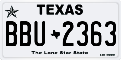 TX license plate BBU2363