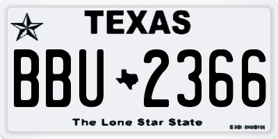 TX license plate BBU2366