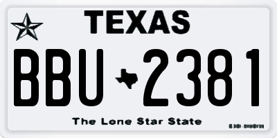 TX license plate BBU2381