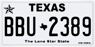 TX license plate BBU2389