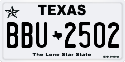 TX license plate BBU2502
