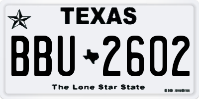 TX license plate BBU2602