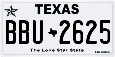 TX license plate BBU2625