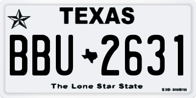 TX license plate BBU2631