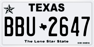 TX license plate BBU2647