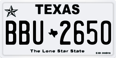 TX license plate BBU2650