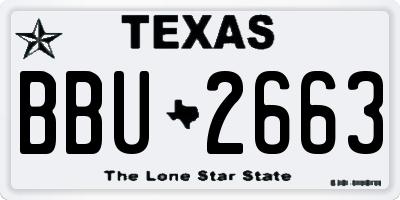 TX license plate BBU2663