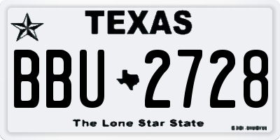 TX license plate BBU2728