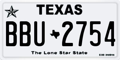 TX license plate BBU2754