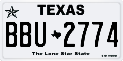 TX license plate BBU2774