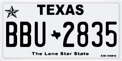 TX license plate BBU2835