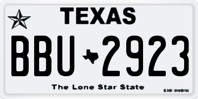 TX license plate BBU2923