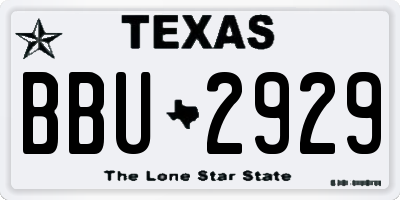 TX license plate BBU2929