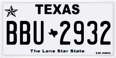 TX license plate BBU2932