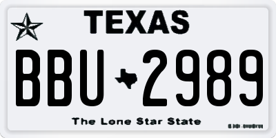TX license plate BBU2989