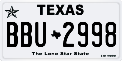 TX license plate BBU2998