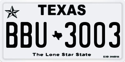 TX license plate BBU3003