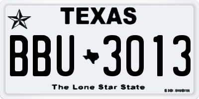 TX license plate BBU3013
